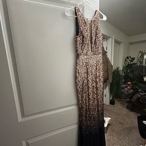 Hot Miami Styles Sequin Ombre Prom Dress - Gold and Black